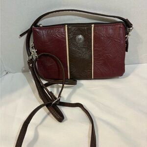Stone Mountain Women’s Brown Burgundy Leather Crossbody Shoulder Purse Wristlet